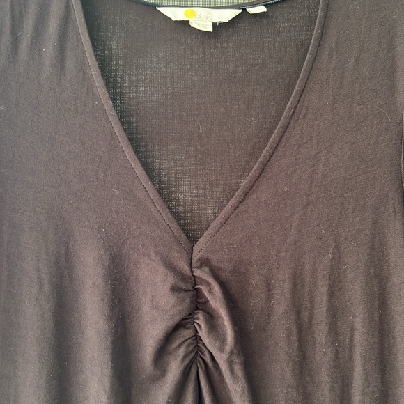 Boden V-Neck Jersey Dress Women's 10 R Black Knee Length Semi Fit Pockets - Picture 5 of 7